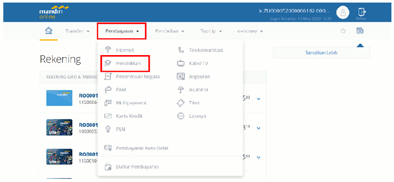 Menu Pembayaram